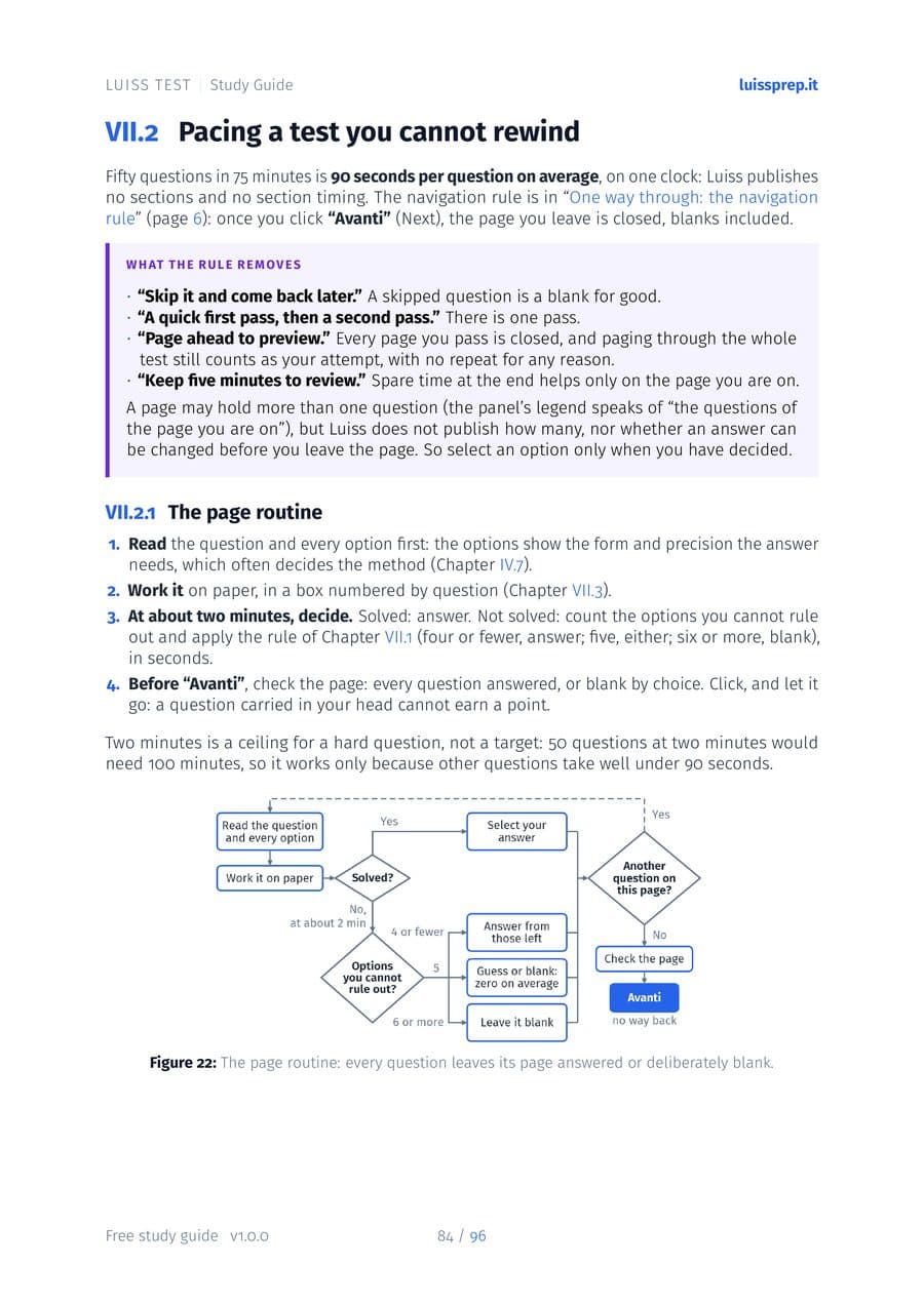 A page from Part VII, Strategy: what the navigation rule removes, and the page routine as a flow chart